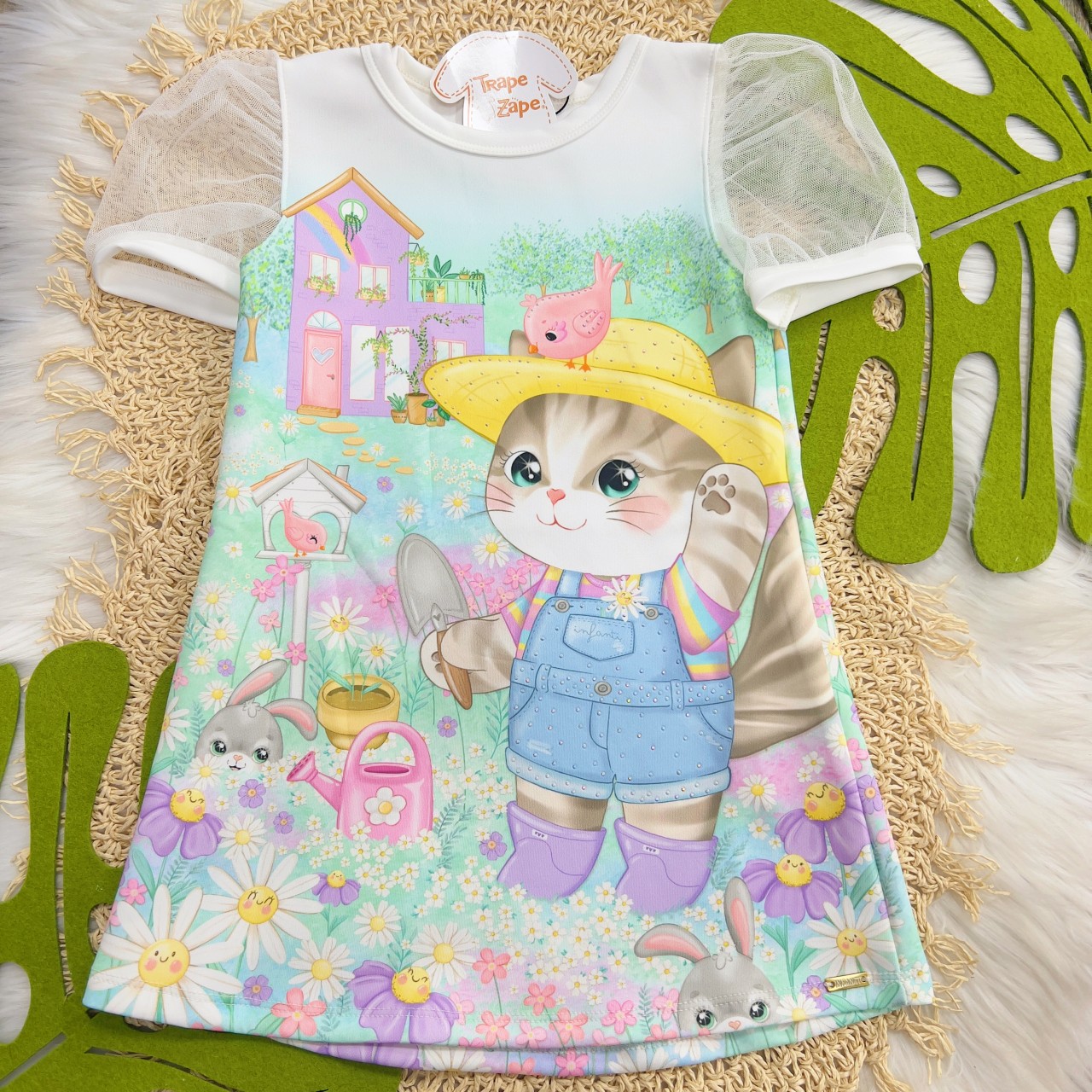   Vestido Gatinha Jardineira - Off White